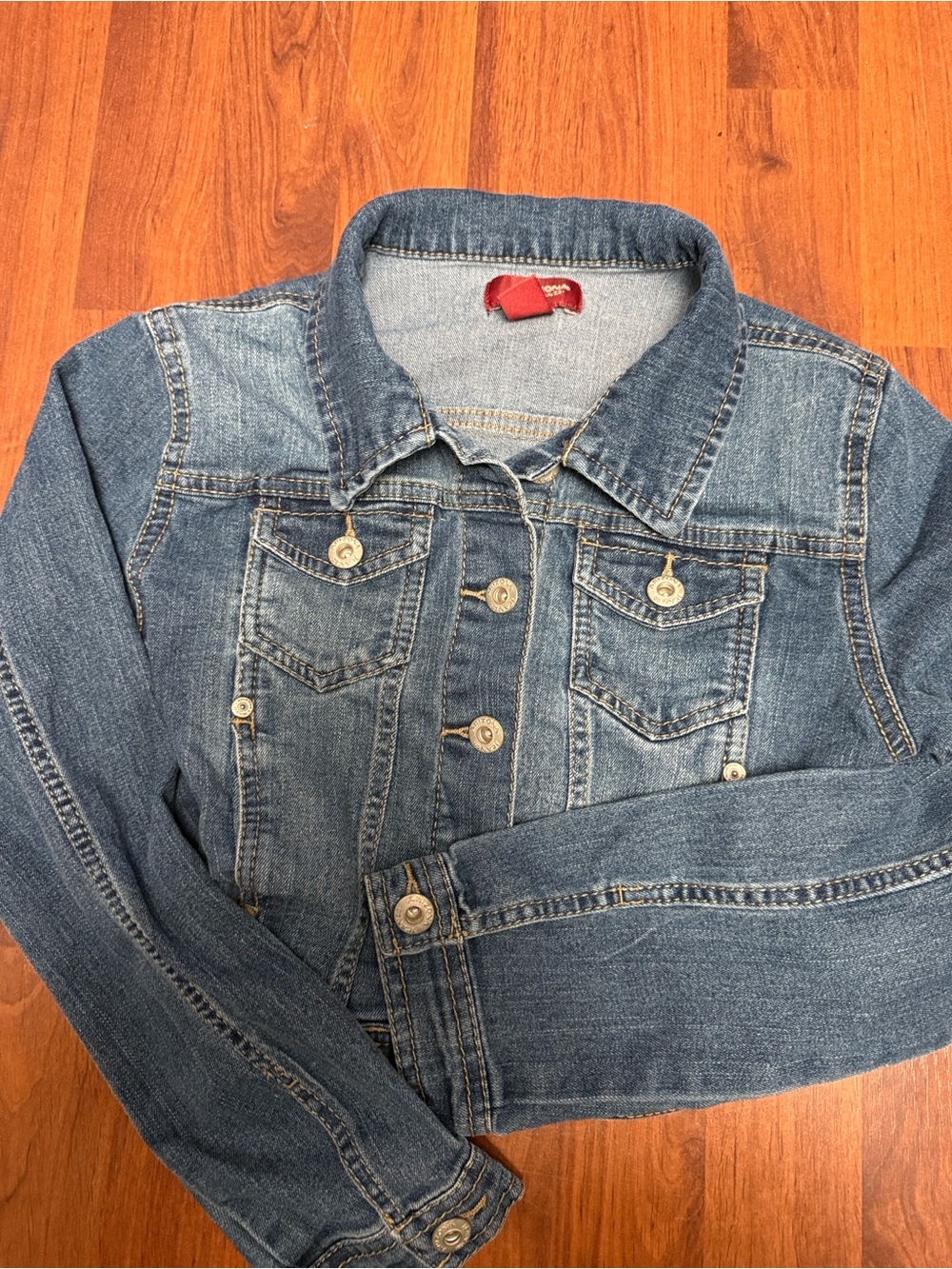 Arizona Jean Co Girls XL 14/16 Denim Jacket Blue Trucker Stretch Y2K Style